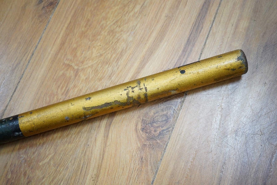 A Tipstaff St Thomas' Hospital, hand painted and gilded, 181cm in length. Condition - fair, Provenance - Harrison Zoological Museum, Bowerwood House in Sevenoaks, collected by James Harrison